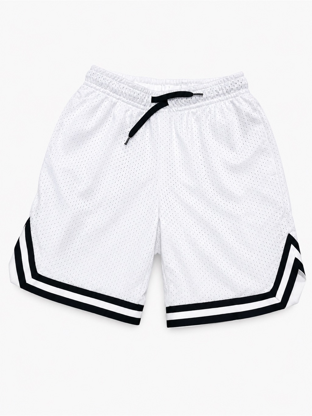 H&M White Mesh Shorts with Black Contrast Trim